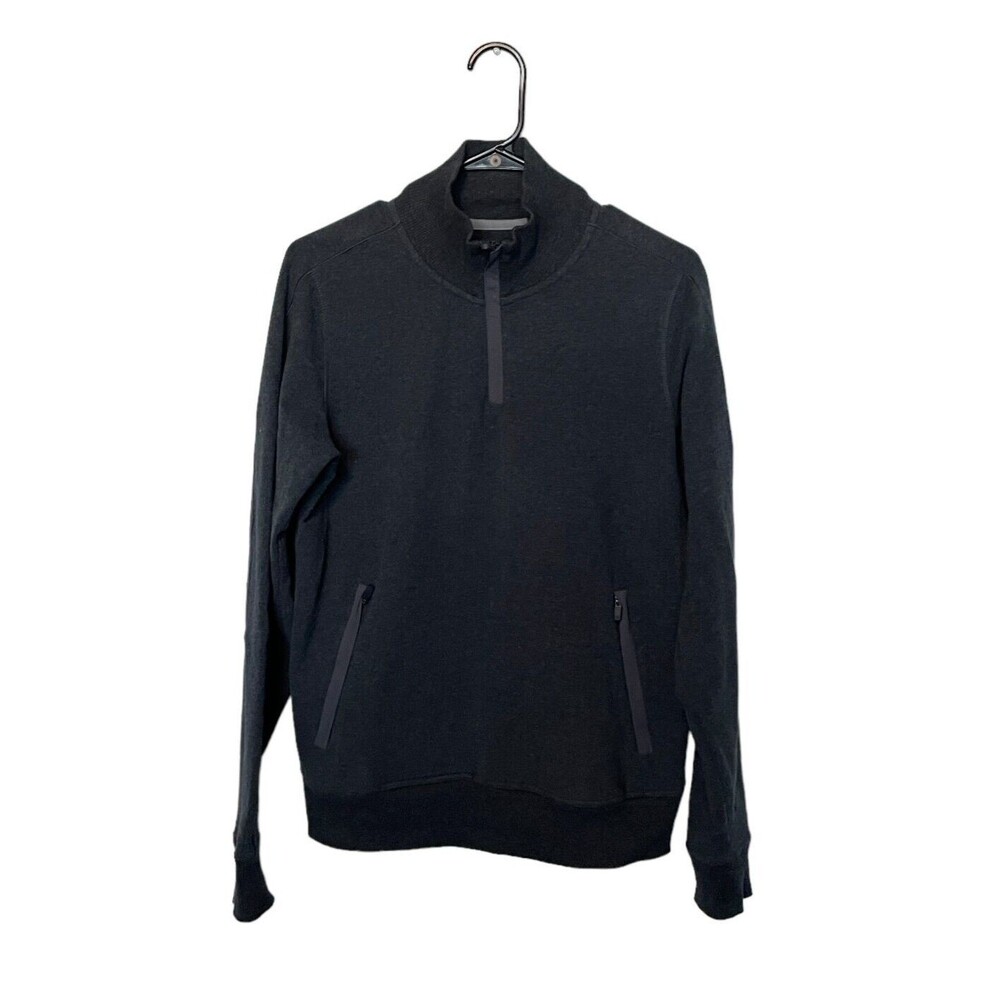 Mack Weldon Sweater Mens Small Gray 1/4 Zip Mock Neck Pullover Cotton Stretch